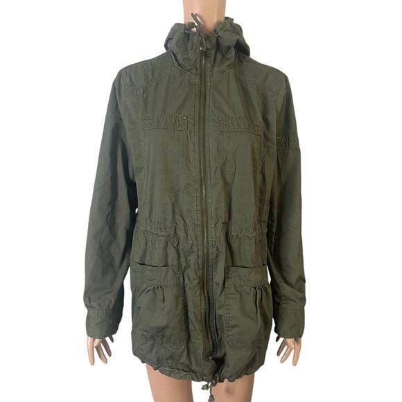 Kenneth Cole Reaction Utility Anorak Jacket Women’s Medium Green Zip Front - Picture 7 of 7